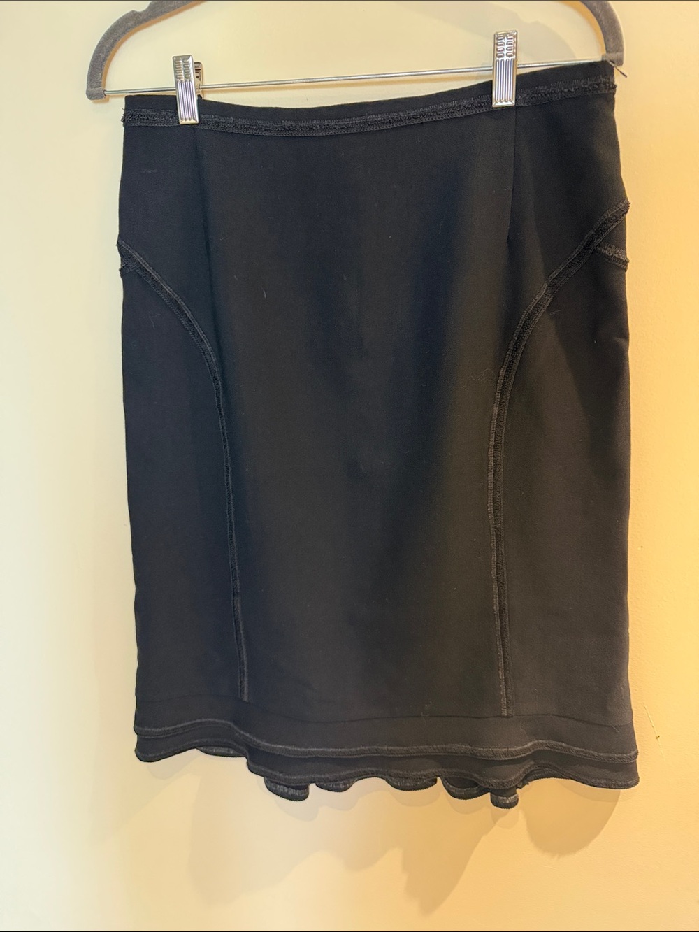 Black Pencil Skirt with Scalloped Hem